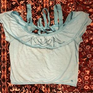 ocean blue abercrombie off shoulder crop top